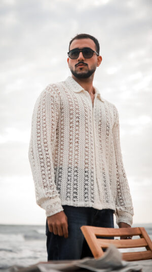 Open-Work Crochet Shirt